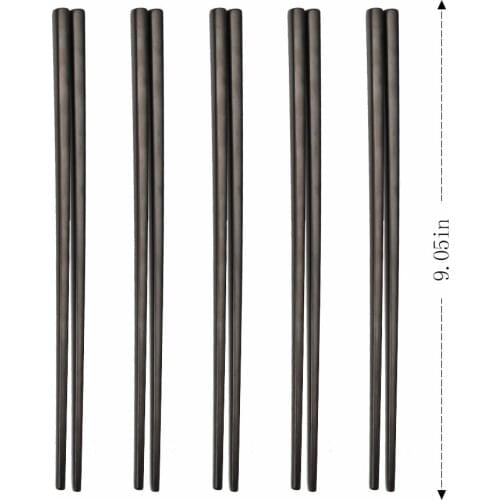Matte Black 5 Pairs Chinese Chopsticks Japanese Korean Style Sushi Sticks Noodles Fast Food Tableware Reusable Metal Chopsticks
