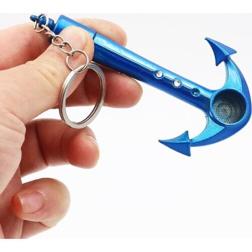 Anchor Shape Metal Pipes Tobacco Pipe Keychain Smoking Pipe Smoke Detectors Pendant Grinder Smoke Narguile Hookah Mouthpiece