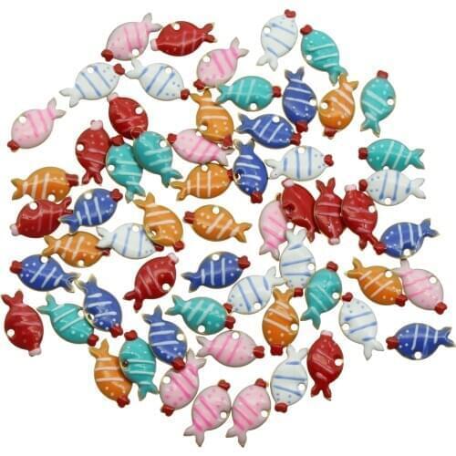 20PCS Fashion Jewelry Oil Drop Fish Charms Gold Tone Plated Oil Drop Enamel DIY Metal Necklace Earring Pendants