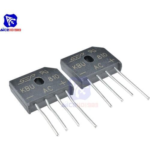 5PCS/Lot Bridge Rectifier Diode KBU810 SIP-4 8A 1000V Single Phase Bridge Rectifier Original Integrated Circuit