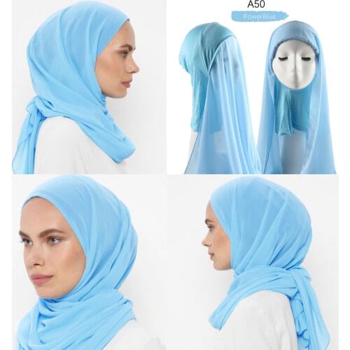 Muslim Underscarf Women with Rope Chiffon Shawl Veil Hijab Head Scarf Turbans Head For Islamic Inner Hijab Cover Headwrap Hat