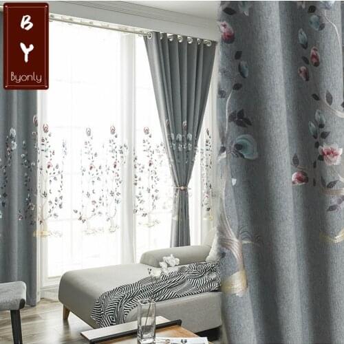 2021 New Curtains American Embroidery Country Pastoral Fresh Shading Customization Curtains for Living Dining Room Bedroom