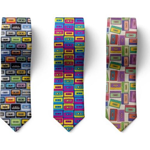 New Fashion 8 CM 3D Printed Mens Tie Music Tape Pattern Casual Polyester Tie Funny Party Business Formal Wear Accessories Tie