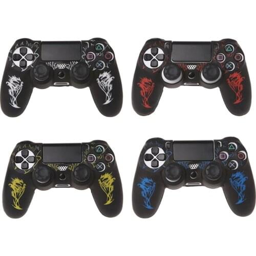 OOTDTY Western Dragons Silicone Gamepad Cover Case With 2 Joystick Caps For SONY playstation 4 PS4 Dualshock 4 Controller Skin