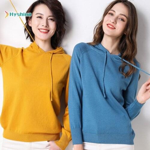 Autumn / Winter 2020 New Womens Sweater Womens Hooded Sweater Knitwear Thin Loose Sweater