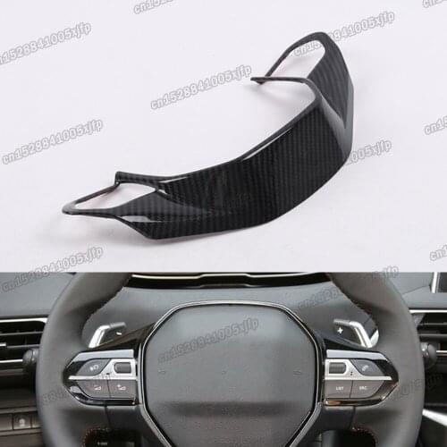 Steering Wheel Trim Chrome Cover For Peugeot 3008 5008 GT 2018 2019 2020 2021 2022 Accssories Styling Decoration carbon fiber