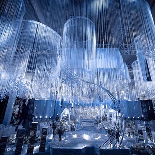 Wedding Decor Background Round Wrought Iron Flower stand with curtain & wreath T Stage Party Decoration Adjustable Garland Rack