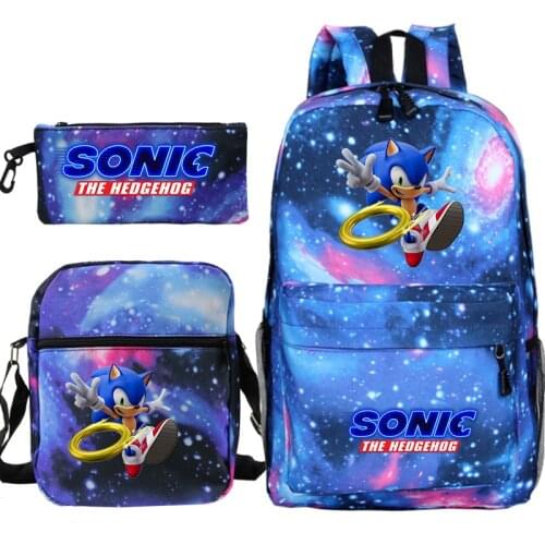 Kawaii Sonic Backpack Bookbag Kids 3 Pcs Set School Bags Boy Girl Daily Casual Bagpack Men Women Mochilas Teens Laptop Knapsack