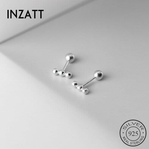 INZATT Real 925 Sterling Silver Cross Letter T Bead Thread Stud Earrings For Fashion Women Punk Fine Jewelry Accessories