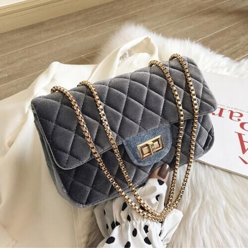 Chain Crossbody Bag Fashion Messenger Bag Women Handbags Pu Leather Shoulder Bags Designer Brand Velvet Female