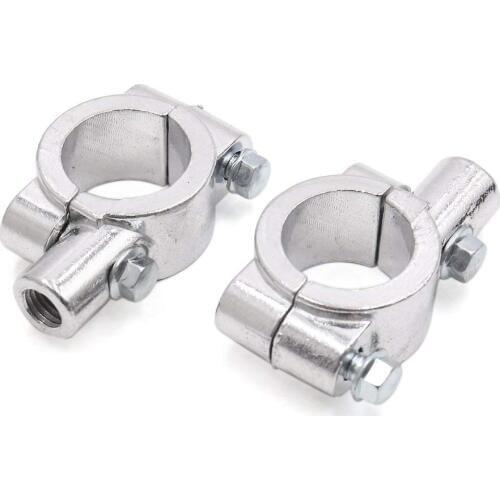 Uxcell 2Pcs 9mm Thread 1" Motorcycle Handlebar Rearview Mirror Holder Clamp Adaptor Silver Tone