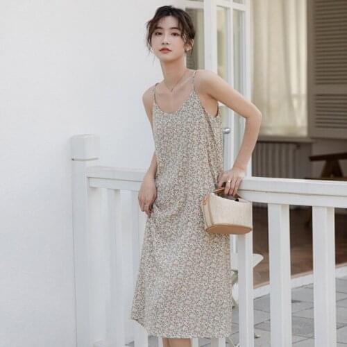 Vintage Womens Maxi Dress Sleeveless V-neck Floral Sling Long Party Dresses 2021 Women Fashion Clothing