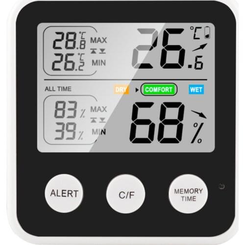 High Precision Magnetic Thermometer Hygrometer Digital Thermo-Hygrometer with LCD Screen Temperature Humidity Reminder Function