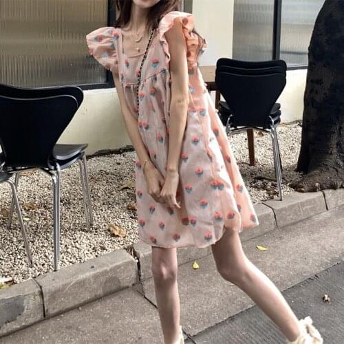 Sling Skirt White Floral Skirt Female Xia Feifei Sleeve Soft Wind Tea Break Hyacinth Grass Skirt Small French Sweet Dress