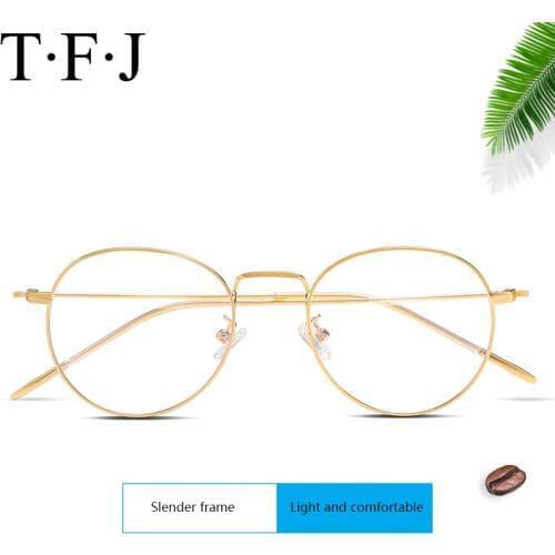 Women Vintage Round Glasses Metal Eyeglasses Frame Men Accessories Goggles Myopia Optical Transparent Korean Eyewear Unisex