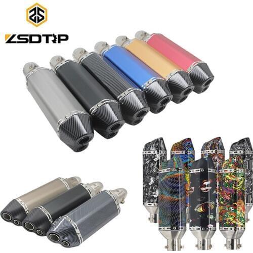 ZSDTRP Motorcycle Exhaust Muffler Modified With Movable DB Killer Moto Escape Slip on For CBR250 CB600 MT07 ATV Dirt Pit Bike