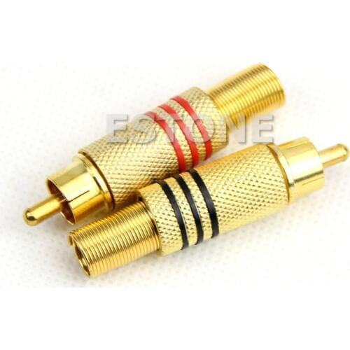 10PCS RCA Gold Plated Plug Audio Male Connector Metal Spring Drop Shipping Support