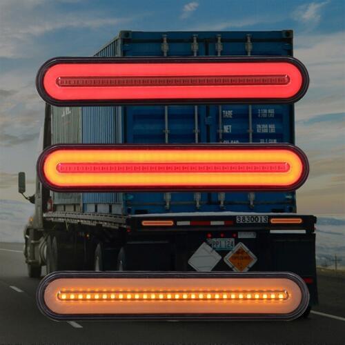 2PCS Hot 100 LED Trailer Truck Brake Light Waterproof Neon 3 in 1 Halo Ring Tail Brake Stop Light Flowing Turn Signal Light Lamp