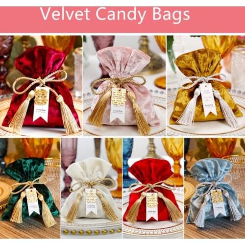 2021 New Luxury Kawaii Velvet Gift Boxes With String Tag Decor Drawstring High-end Gift Bag Candy Storage Jewelry Container Case