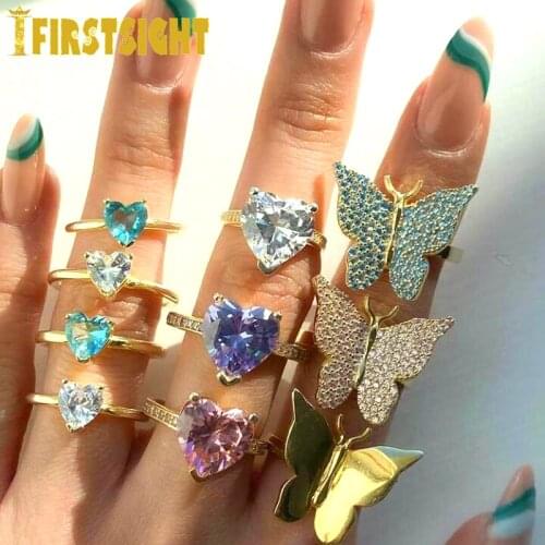 2021 New Gold Color Pink Paris Heart Vermeil Ring Cut 5A CZ Engagement Wedding Band Hearts Rings For Girlfriend Women Jewelry