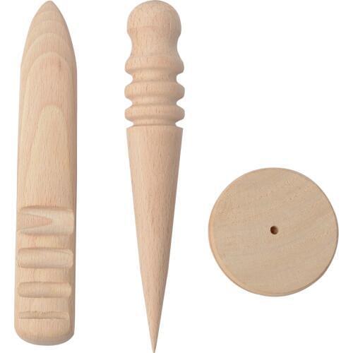 3Pcs/lot Leather Craft Wooden Stick Leathercraft Tool Sets Accessories Edge Slicker Round Wood Burnisher Supplies