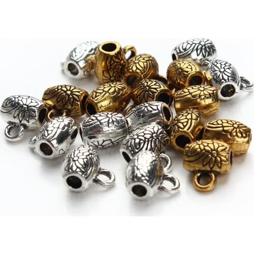 30pcs/lot Antique Silver/Gold Color Pendant Clip Clasp Slider Bail Beads Spacer for Necklace Bracelet Jewelry Making