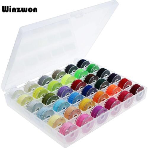 36Pcs Bobbin and 40Meters Sewing Thread With Bobbin Holder Case Sewing Tools For Brother Babylock Janome Kenmore Sewing Machine