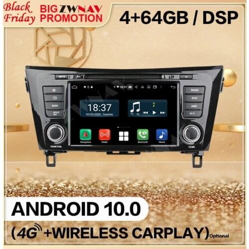 4+128G 2 Din For Nissan X-TRAIL Qashqai Dualis Rouge 2013 2014-2017 Android 10 Screen Player Audio Radio GPS Navi Head Unit Auto