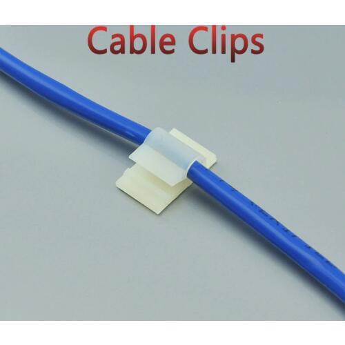 50Pcs Cord Wire Self Adhesive Clamp Organizer Cable Plastic Clips Electrical Equipment 20.7 x 13.1mm white