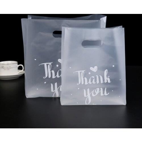 50pcs Thank you Plastic Gift Bags Plastic Shopping Bags With Handle Christmas Wedding Party Favor Bag Candy Cake Wrapping