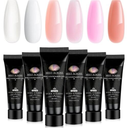 6Pcs Acrylic Nail Extension UV Gel Set Pink White Clear Crystal UV LED Builder Nail Gel Tips Slip Solution Quick Extension Gel