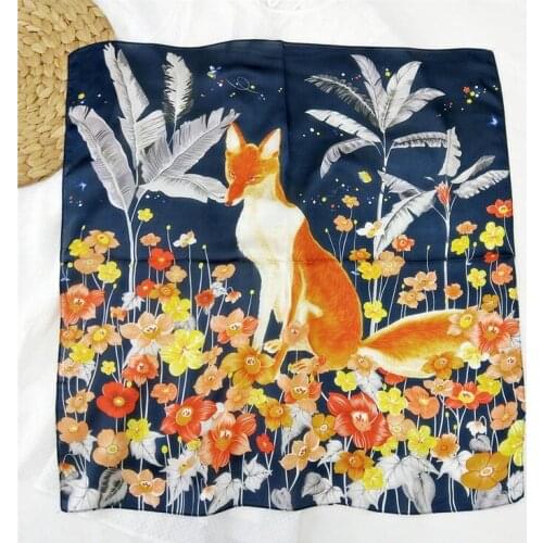 70cm Satin Silk Scarf Fashion Women Neck Scarf Print Square Flight Attendants Handkerchief Rings Lady Hair Scarf FJ435