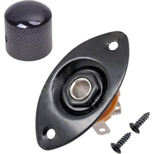 2 Pcs Guitar Accessories: 1 Pcs Volume Tone Control Knob & 1 Pcs Oval Indented Guitar Jack Plate Socket
