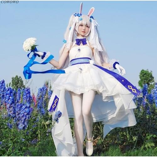 Anime! Azur Lane Laffey Wedding Dress White rabbit and oath Skin Uniform Cosplay Costume Halloween Suit Women NEW Free Shipping