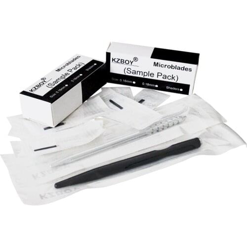 Assorted Microblading Blade with 2 Microblading Pens Sample Pack 0.16mm/0.18mm for Test Microblading Kit