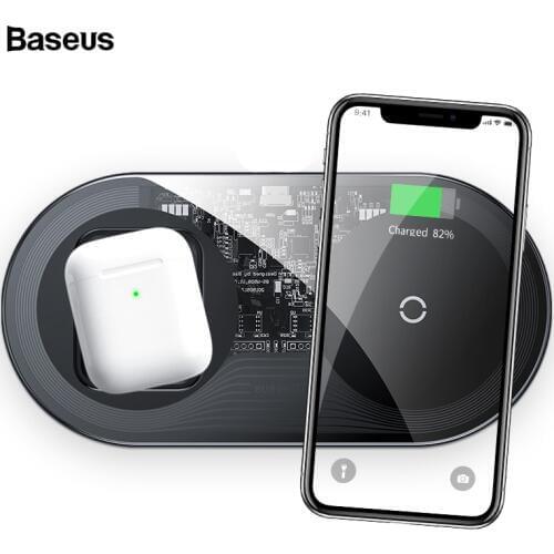 Baseus 15W Qi Wireless Charger For Airpods iPhone 11 Pro Max Xs X Dual Fast Wireless Charging Pad For Samsung Induction Charger