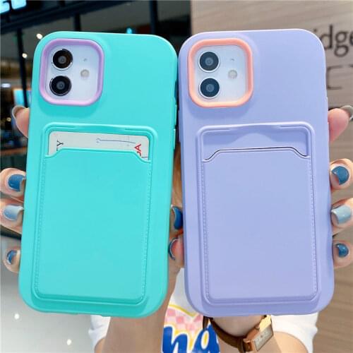 Original Card Bag Soft Case For iPhone 12 11 Pro Max X Xs Max XR 7 8 Plus 12Mini SE2020 Silicone Shockproof Bumper Back Cover