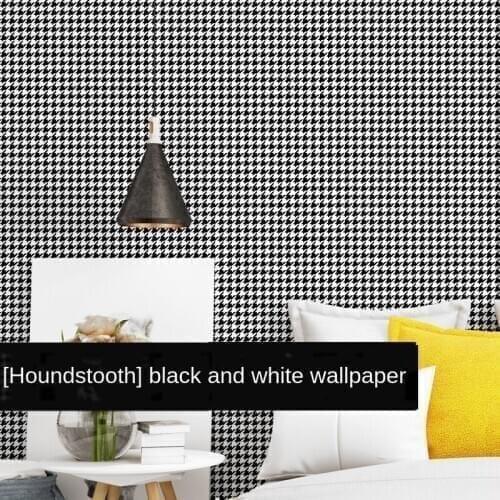 Houndstooth Black And White Plaid Wallpaper Modern Simple Plain Nordic Style Ins Bedroom Living Room Background Wall Paper