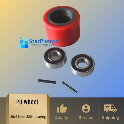 Hydraulic pallet truck wheels hand pallet truck wheel 80x55mm PU with bearings 6204