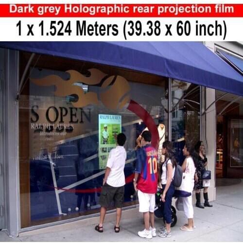 1.524*1m) Free delivery cost Holographic dark gray Rear Projection film for advertising,shop advertisement