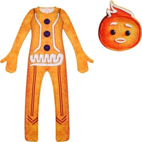 Cosplay-Costumes Jumpsuits Bodysuit Halloween Gingerbread Men Cosplay Playing Clothing jumpsuit Kids Party Carnival Costume