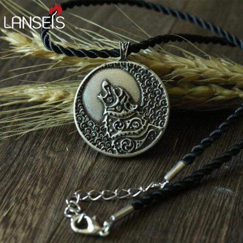 Lanseis10pc CH-860-C celt symbol wolf animal pendant necklace Double sided pendant