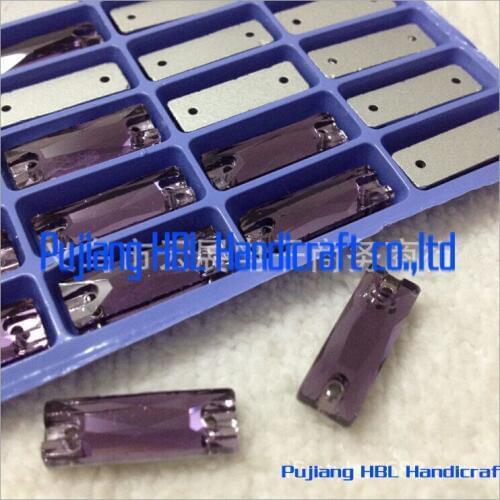 DIY Wedding Dresses Materials 6x18mm 42pcs Very Mysterious Violet Colour Sew On Stones Flatback Crystal Rhinestones