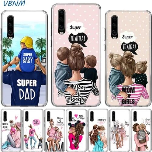 Fashion Baby Mom Girl Boy Case For Huawei P40 P30 P20 Mate 40 30 20 10 P10 Pro+ lite P Smart 2020 Z Plus + 2019 2018