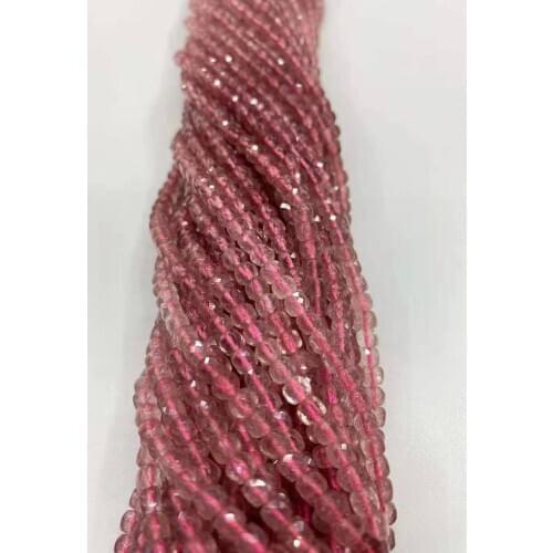 AAAAA natural crystal Strawberry gradient 4x4mm DIY jewelry boutique crystal 38cm in length
