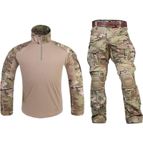 New G3 Uniform Combat Shirt Pants with Knee Pads Military Airsoft Uniform Tactical Paintball Hunting Clothes BDU Camouflage