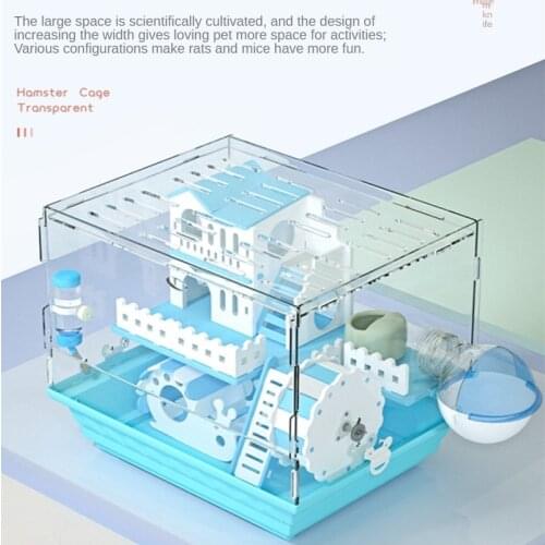 Panoramic Transparent Hamster Cage Golden Bear Chipmunk Small Pet Double-layer Cage Acrylic Hamster Cage Hamster Accessories