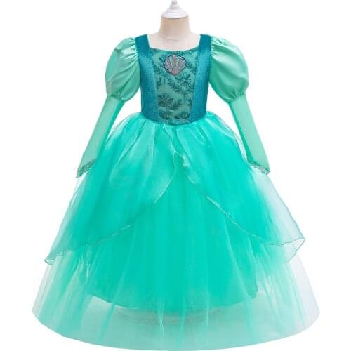 Princess Green Flower Girl Dress Halloween Birthday Party Dresses For Girls Cosplay Childrens Costume New Year Kids Clothes