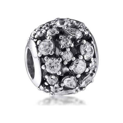Fits Pandora 925 Original Bracelets Necklaces Sterling Silver Beads Sparkling Round Openwork For Jewelry DIY Making