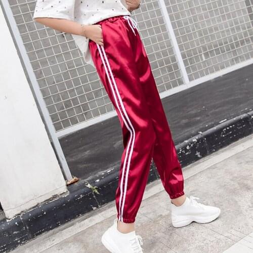 Stripe Sweatpants Women Sports Pants 2021 Jogging Pants Woman Sport Pants High Waist Trousers Active Wear Purple Red Xxl